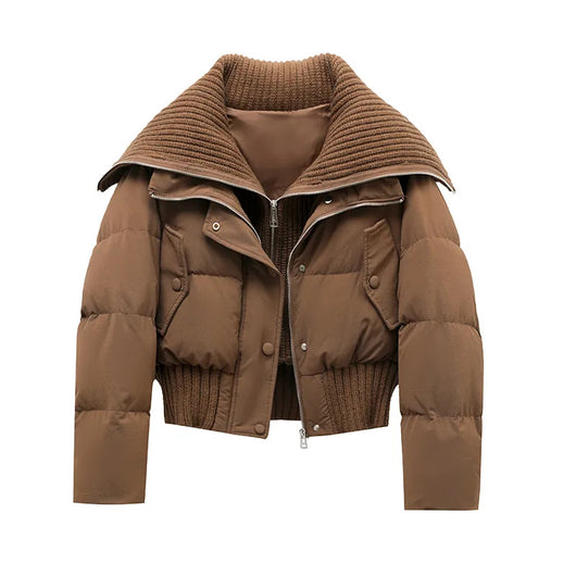 Abrigo de Algodón con Cuello Solapa Diseño Patchwork para Mujer - Image 4