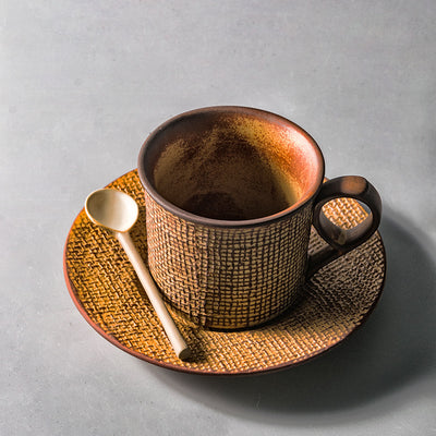 Taza de Café Artesanal de Cerámica con Platillo - Set para Té de la Tarde - Image 4