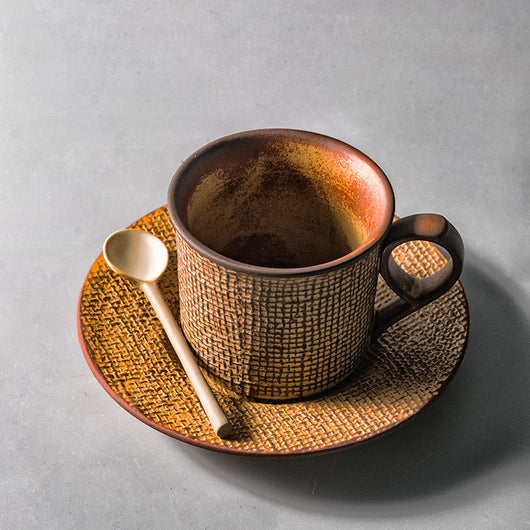 Taza de Café Artesanal de Cerámica con Platillo - Set para Té de la Tarde - Image 4