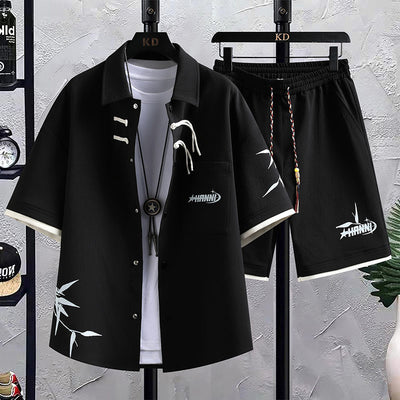 Conjunto de Traje Estilo Chino para Hombre - Camisa Manga Corta y Shorts Verano - Image 8