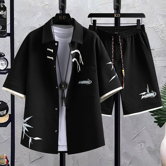 Conjunto de Traje Estilo Chino para Hombre - Camisa Manga Corta y Shorts Verano - Image 8