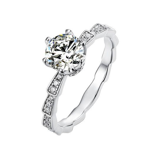 Anillo de Pareja Moissanita Diseño Serpiente Seis Garras - Image 4
