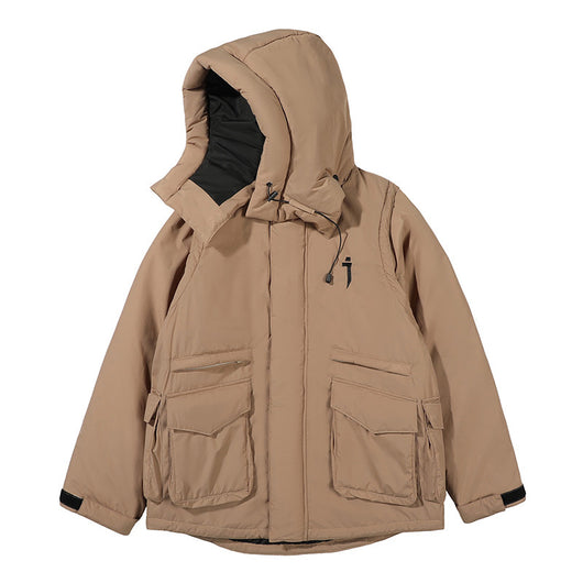 Chaqueta Acolchada Casual Hombre con Gorro Tipo Pez - Image 11