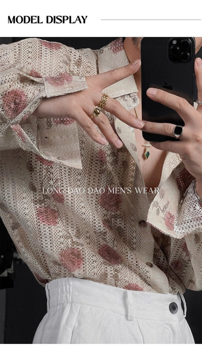 Camisa Manga Larga Floral Calada para Hombre - Image 11