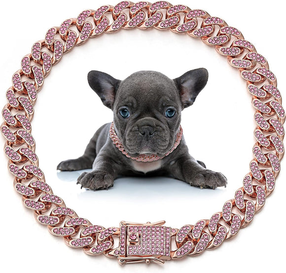Colar de Cristal para Pets - Corrente Metálica Elegante para Cães e Gatos