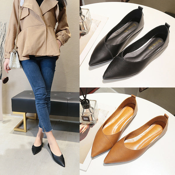 Zapatos Mujer Punta Fina Tacón Bajo Cómodos Elegantes
