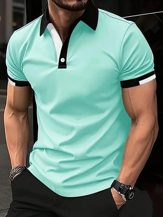 Polo Casual Holgado de Manga Corta Liso para Hombre - Image 46