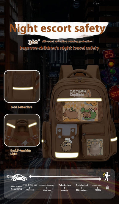 Mochila Escolar Infantil Delfín y Capibara - Diseño Animado - Image 13