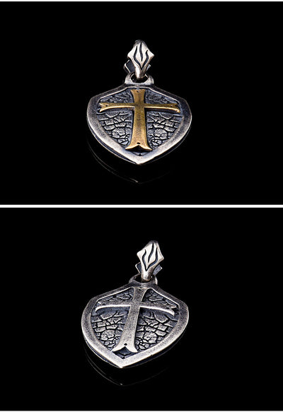 Collar Colgante Escudo Cruz Plata S925 - Estilo Gótico Minimalista - Image 11