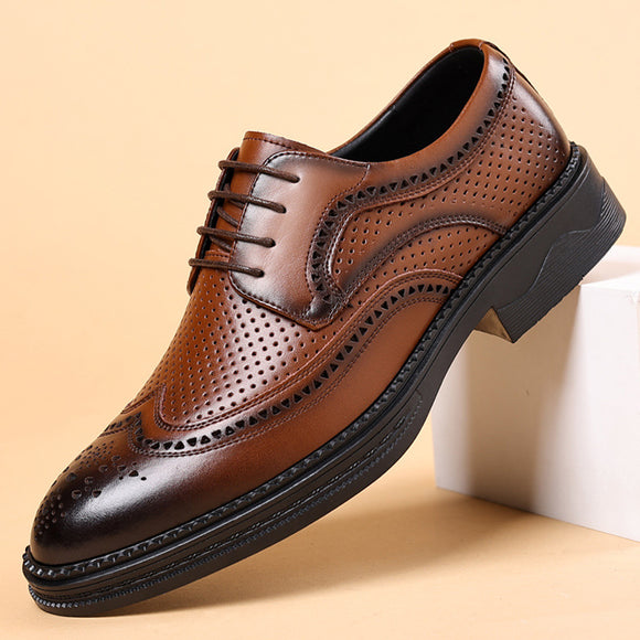 Zapatos Ejecutivos de Cuero Hueco para Hombre - Elegancia Formal y Casual