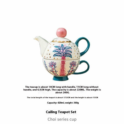 Juego de Taza y Tetera de Cerámica Exótica - Image 3