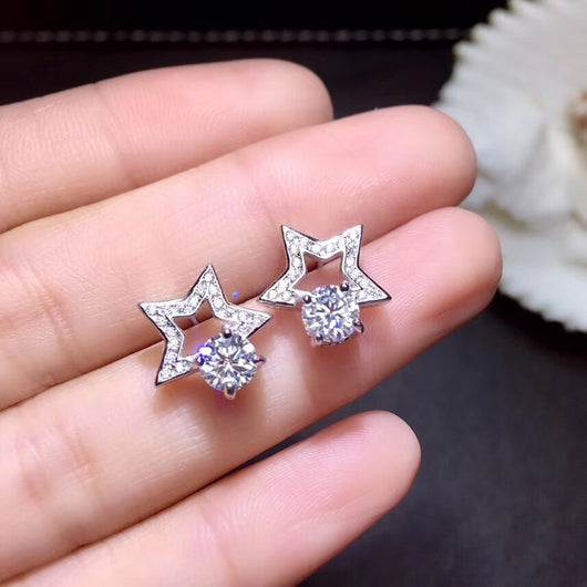 Aretes de Diamante Plata 925 Chapado en Oro Blanco 18K - Image 8