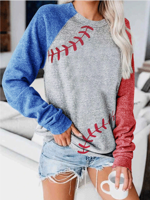 Sudadera Suelta con Cuello Redondo y Bloques de Color