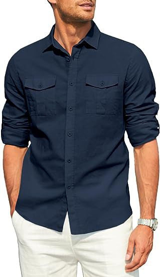 Camisa Casual de Manga Larga con Bolsillos Dobles Estilo Europeo - Image 13
