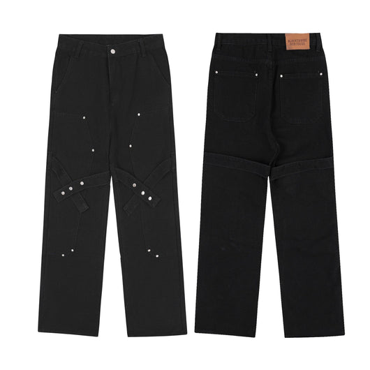 Jeans Rectos de Trabajo Desgastado - Estilo Casual Industrial - Image 13