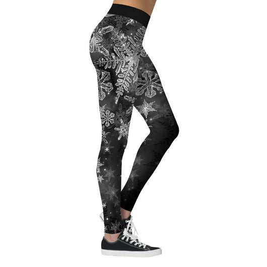 Pantalones Deportivos Yoga con Estampado Navideño de Copos de Nieve - Image 3