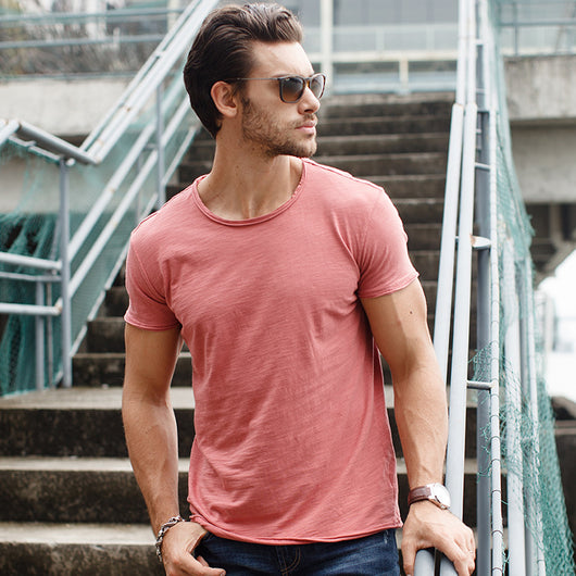 Camiseta Básica Slim Fit Cuello Redondo - Colores Lisos Primavera Verano - Image 2