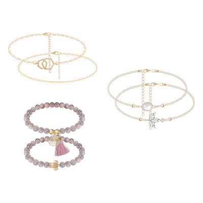 Pulsera de 6 Piezas con Gema Tortuga y Gota de Agua - Image 13