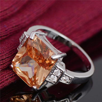 Anillo de Ágata Colorida con Circón AAA Chapado en Rodio - Image 5