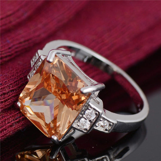 Anillo de Ágata Colorida con Circón AAA Chapado en Rodio - Image 5