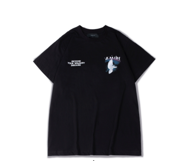 Camiseta Negra Suelta Manga Corta Cuello Redondo