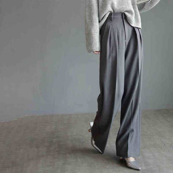 Pantalones de Talle Alto Mujer Pierna Ancha Recta Elegantes