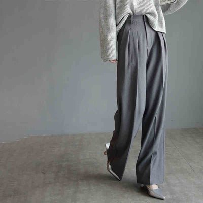Pantalones de Talle Alto Mujer Pierna Ancha Recta Elegantes - Image 2