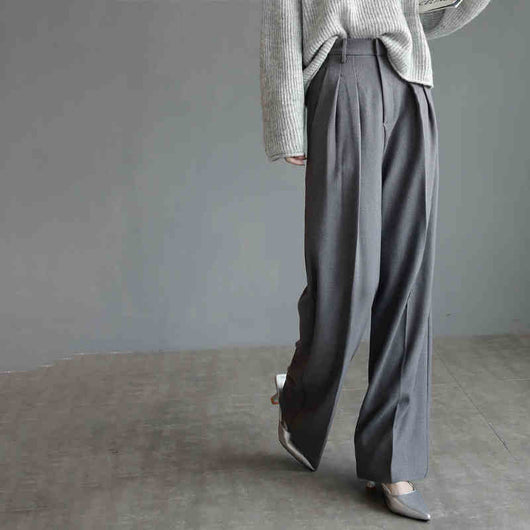 Pantalones de Talle Alto Mujer Pierna Ancha Recta Elegantes - Image 2