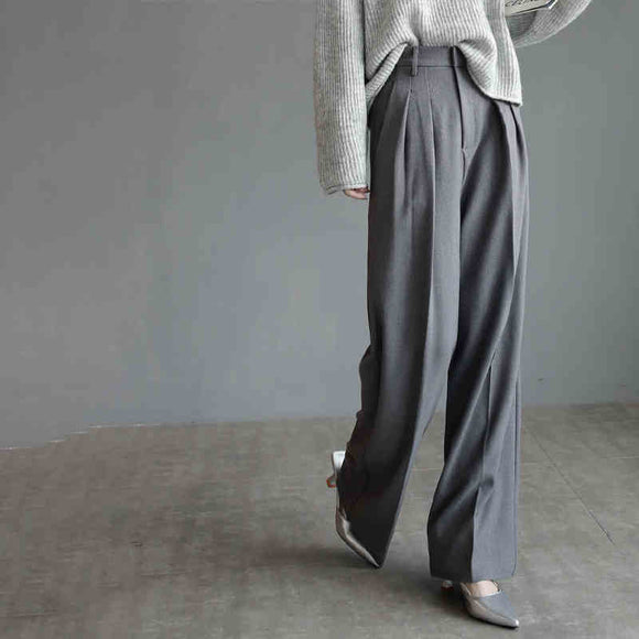 Pantalones de Talle Alto Mujer Pierna Ancha Recta Elegantes