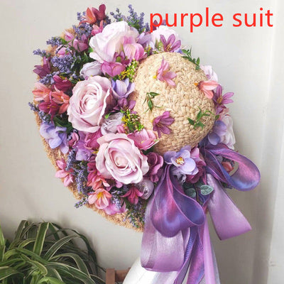 Sombrero de Paja Púrpura con Flor para Mujer - Estilo Raffia - Image 28