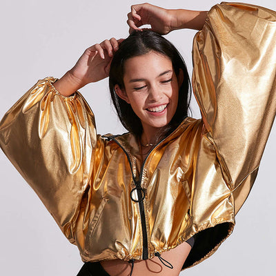 Chaqueta Hoodie con Mangas Farol Metalizadas - Estilo Europeo Minimalista - Image 3