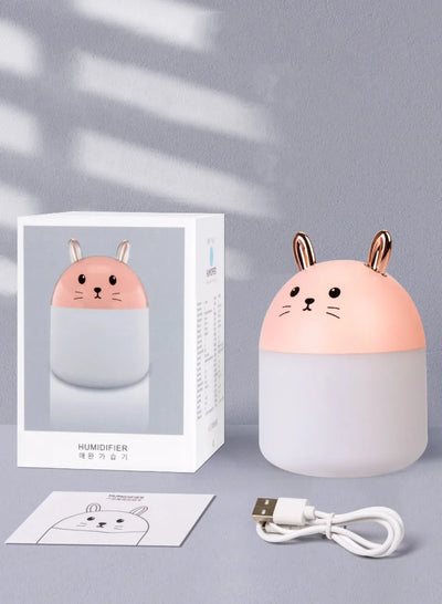 Cute sky blue and white mini USB rabbit humidifier with gold ears, ideal for home or office aromatherapy. - Image 8