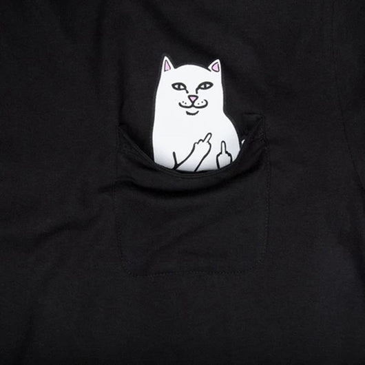 Playera Corta con Bolsillo Gato Dedo Medio - Image 5