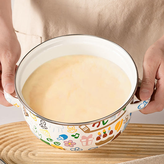 Tazón para Fideos Instantáneos con Tapa y Asas Dobles, Esmaltado Resistente al Calor - Image 3
