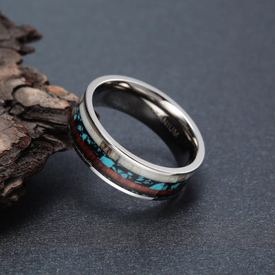 Anillo de Madera Incrustada con Patrón de Cuerno - Lujo Creativo
