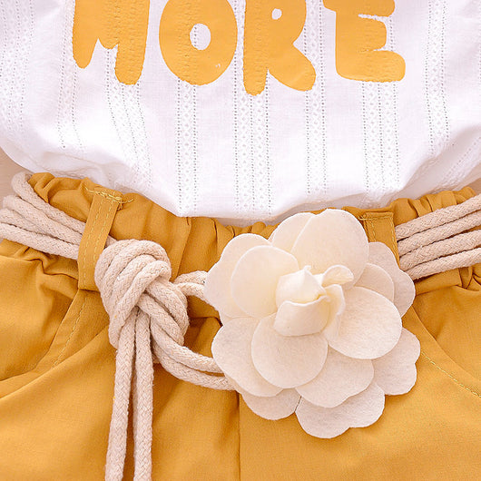Conjunto de Dos Piezas Infantil con Blusa de Vuelos y Shorts Jacquard Floral - Image 17
