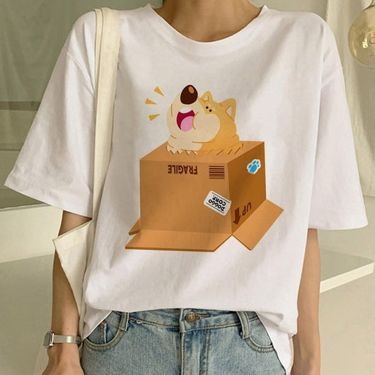 Camiseta Cuello Redondo Estampado Shiba Inu para Mujer - Image 24
