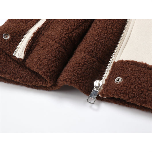 Abrigo de Piel de Cordero Retro Grueso y Suelto para Mujer - Image 5