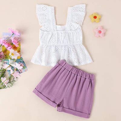 Conjunto de Short y Blusa Blanca con Volantes y Moño - Image 18