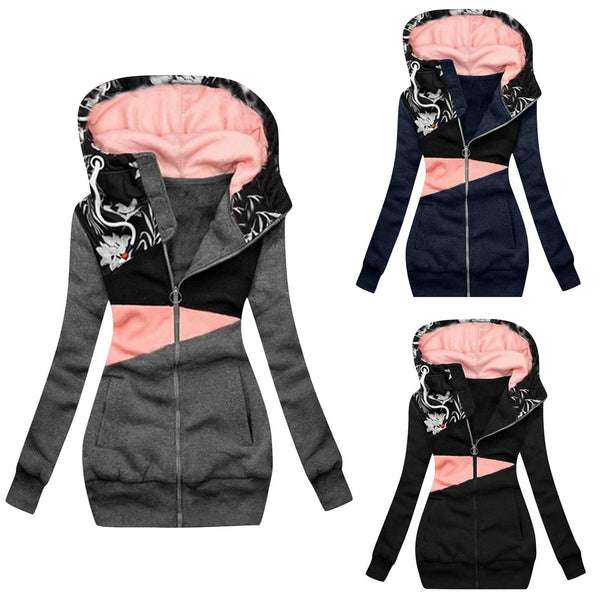 Chaqueta Deportiva con Capucha y Bloques de Color
