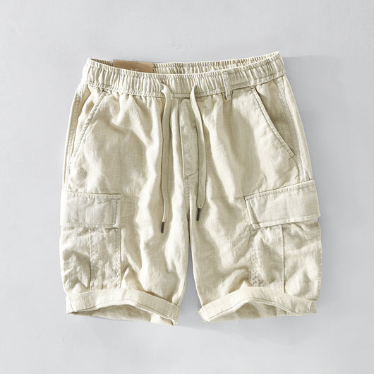 Shorts de Lino Casual para Hombre con Bolsillos y Cordón - Image 3
