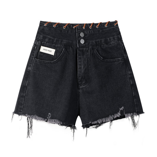 Shorts Denim Talle Alto y Pierna Ancha para Mujer