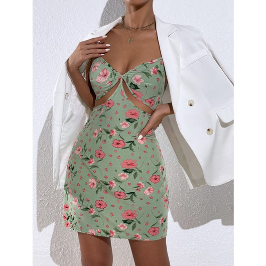 Vestido Floral Estilo Verano con Tirantes Cruzados y Detalles de Costura - Image 9