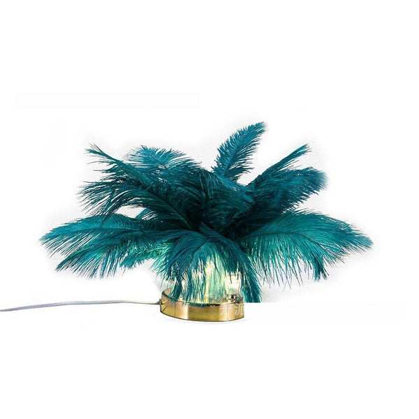 Lámpara de Mesa Táctil con Plumas Naturales - Iluminación Decorativa Premium