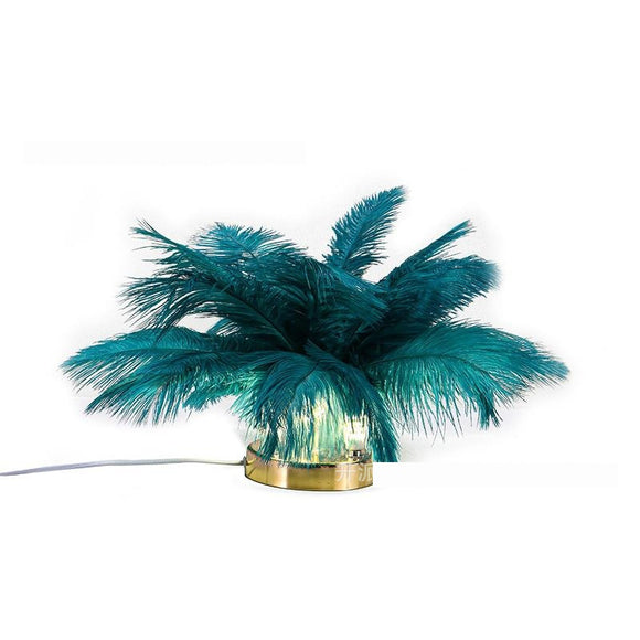 Lámpara de Mesa Táctil con Plumas Naturales - Iluminación Decorativa Premium
