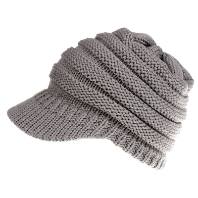 Gorro Tejido con Agujero para Coleta - Beanie Cálido para Mujer Otoño Invierno - Image 8