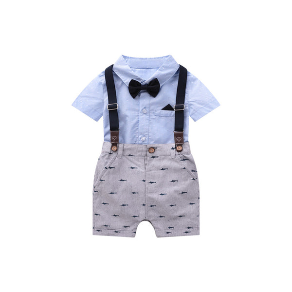 Traje Corto Británico para Bebé Niño - Overol Elegante de Verano