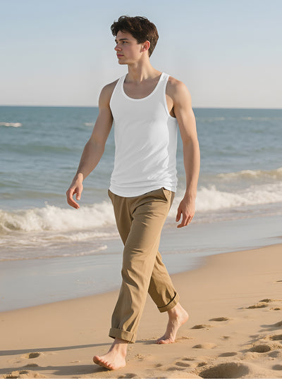 Camiseta Deportiva Hombre Sin Mangas Ajuste I-Strap Colores Sólidos - Image 10
