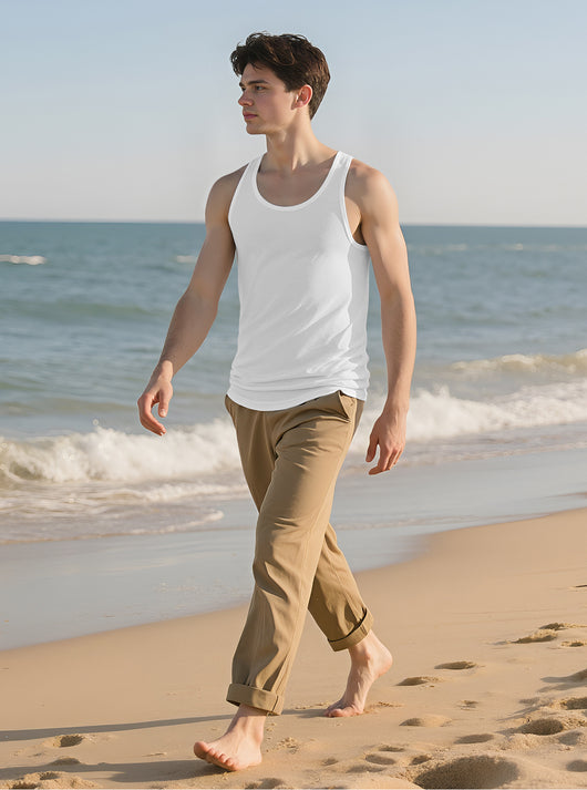 Camiseta Deportiva Hombre Sin Mangas Ajuste I-Strap Colores Sólidos - Image 10