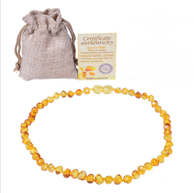Collar de Ámbar Báltico Natural con Cadena para Bebés